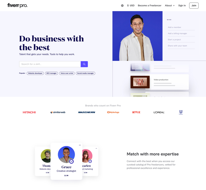 screenshot of Fiverr Pro